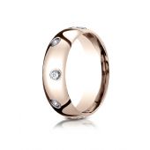 14k Rose Gold 6mm Comfort-Fit Burnish Set 8-Stone Diamond Eternity Ring .32ct