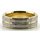14K Gold Two Tone 7mm Facets Wedding Bands Rings Comfort Fit 215