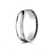 18k White Gold 6mm Comfort-Fit  high polish finish round edge Design band