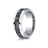 Cobaltchrome 9mm Comfort-Fit Drop Beveled Edge Grey Carbon Fiber  Design Ring