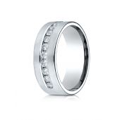 Platinum 8mm Comfort-Fit Channel Set 12-Stone Diamond  Ring (.72ct)