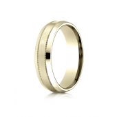 18k Yellow Gold 6mm Comfort-Fit Satin-Finished with Milgrain Carved Design Band