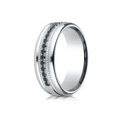 14k White Gold 7.5mm Comfort-Fit Pave Set 16-Stone Black Diamond Ring .32ct