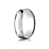 18k White Gold 7mm Comfort-Fit  high polish finish round edge Design band