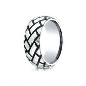 Cobaltchrome 9mm Comfort Fit Ring with Blackened Tread Pattern