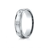 Platinum 6mm Comfort-Fit burnish Set 8-Stone Diamond Eternity Ring (.32ct)