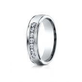 PLATINUM 6mm Comfort-Fit Channel Set 7-Stone Diamond Eternity Ring (.42ct)