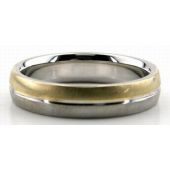 18K Gold Two Tone 5mm Wedding Bands Rings Comfort Fit 221