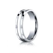 14k White Gold 6mm Comfort-Fit High Polished Squared Edge Carved Design Band