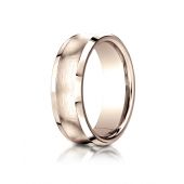 14k Rose Gold 7.5mm Comfort-Fit Satin-Finished Concave beveled edge  Design Band