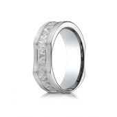 14k White Gold 7mm Ergonomic Comfort-Fit Hammered Finish with High Polish Edge Design Band