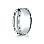 Platinum 7mm Comfort-Fit High Polished with Milgrain Round Edge Carved Design Band