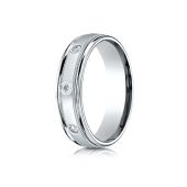 Palladium 6mm Comfort-Fit burnish Set 8-Stone Diamond Eternity Ring with Milgrain (.32ct)