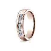 14k Rose Gold 6mm Comfort-Fit Channel Set 7-Stone Diamond Eternity Ring (.42ct)
