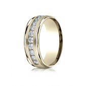 18K Yellow Gold 8mm Comfort-Fit Channel Set 12-Stone Diamond Eternity Ring (.96ct)