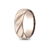 14k Rose Gold Comfort Fit Satin Finished Swirl Pattern Design Band