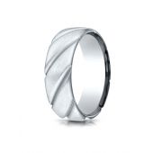 18k White Gold Comfort Fit Satin Finished Swirl Pattern Design Band