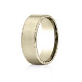 18k Yellow Gold 8mm Comfort-Fit Riveted Edge Satin Finish Design Band
