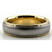 18K Gold Traditional Two Tone 6mm Wedding Rings Comfort Fit 210