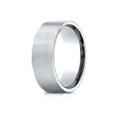 18k White Gold 8mm Comfort-Fit Satin-Finished Carved Design Band