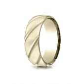 18k Yellow Gold Comfort Fit Satin Finished Swirl Pattern Design Band