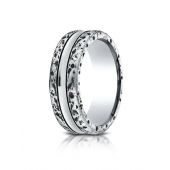 Cobaltchrome 8mm Comfort-Fit Beveled Edge Sandblasted Satin Finish Link Pattern Design Ring