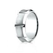 Cobaltchrome 9mm Comfort-Fit Beveled Edge Horizontal Cut Concave Satin Center  Design Ring