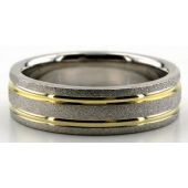 18K Gold Two Tone 6mm Double Shiny Channel Wedding Ring 207