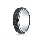 Cobaltchrome 7.5mm Comfort-Fit with Black Micro hammer Finish and High Polish Edges Design Ring