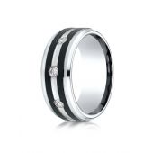 Cobaltchrome 9mm Comfort Fit Diamond Ring with Double Graphite Inlay (.20ctw)