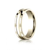 18k Yellow Gold 6mm Comfort-Fit High Polished Squared Edge Carved Design Band