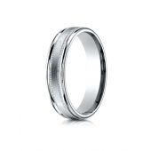 Platinum 4mm Comfort-Fit  Satin Finish Center with a round edge and milgrain Carved Design Band