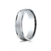 Platinum 6mm Comfort-Fit Wired-Finished High Polished Round Edge Carved Design Band