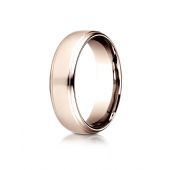 14 Karat Rose Gold 6.5mm Comfort-Fit Drop Edge High Polish Design Band