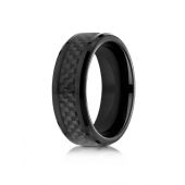 Cobaltchrome 8mm Comfort Fit Ring with Black carbon fiber Inlay