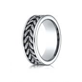 Cobaltchrome 8mm Comfort Fit Ring with zippered pattern center