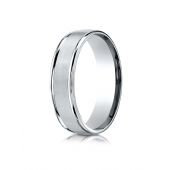 Platinum 6mm Comfort-Fit Satin Finish High Polished Round Edge Carved Design Band