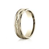 10k Yellow Gold 6mm Comfort-Fit Harvest of Love Round Edge Carved Design Band