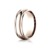 14k Rose Gold 7.5mm Comfort-Fit  Milgrain high polish carved Design Band