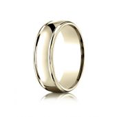 18k Yellow Gold 7mm Comfort-Fit  high polish finish round edge Design band