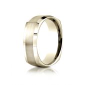 14k Yellow Gold 7mm Comfort-Fit Satin-Finished Four-Sided Carved Design Band