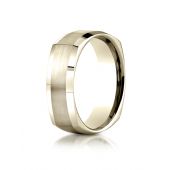 14k Yellow Gold 7mm Comfort-Fit Satin-Finished Four-Sided Carved Design Band