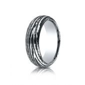 Cobaltchrome 7mm Comfort Fit Tree Bark Patterned Ring