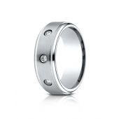 Cobaltchrome 8mm Comfort Fit Satin Centered 3 Stone Diamond Ring