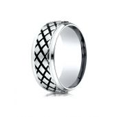 Cobaltchrome  9mm Comfort Fit Blackened Cross Hatch Ring