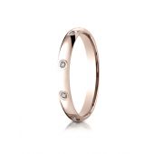 14k Rose Gold 3mm  Comfort-Fit Burnish Set 8-Stone Diamond Eternity Ring (.16ct)