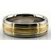 18K Gold Two Tone 7mm Layered Wedding Bands Rings Comfort Fit 203