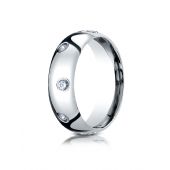 Platinum 6mm Comfort-Fit Burnish Set 8-Stone Diamond Eternity Ring (.32ct)