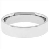 14k White Gold 4mm Flat Wedding Band Medium Weight