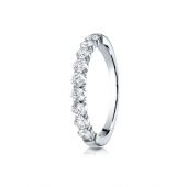 Platinum 3mm high polish Shared Prong 9 Stone Diamond Ring (.72)